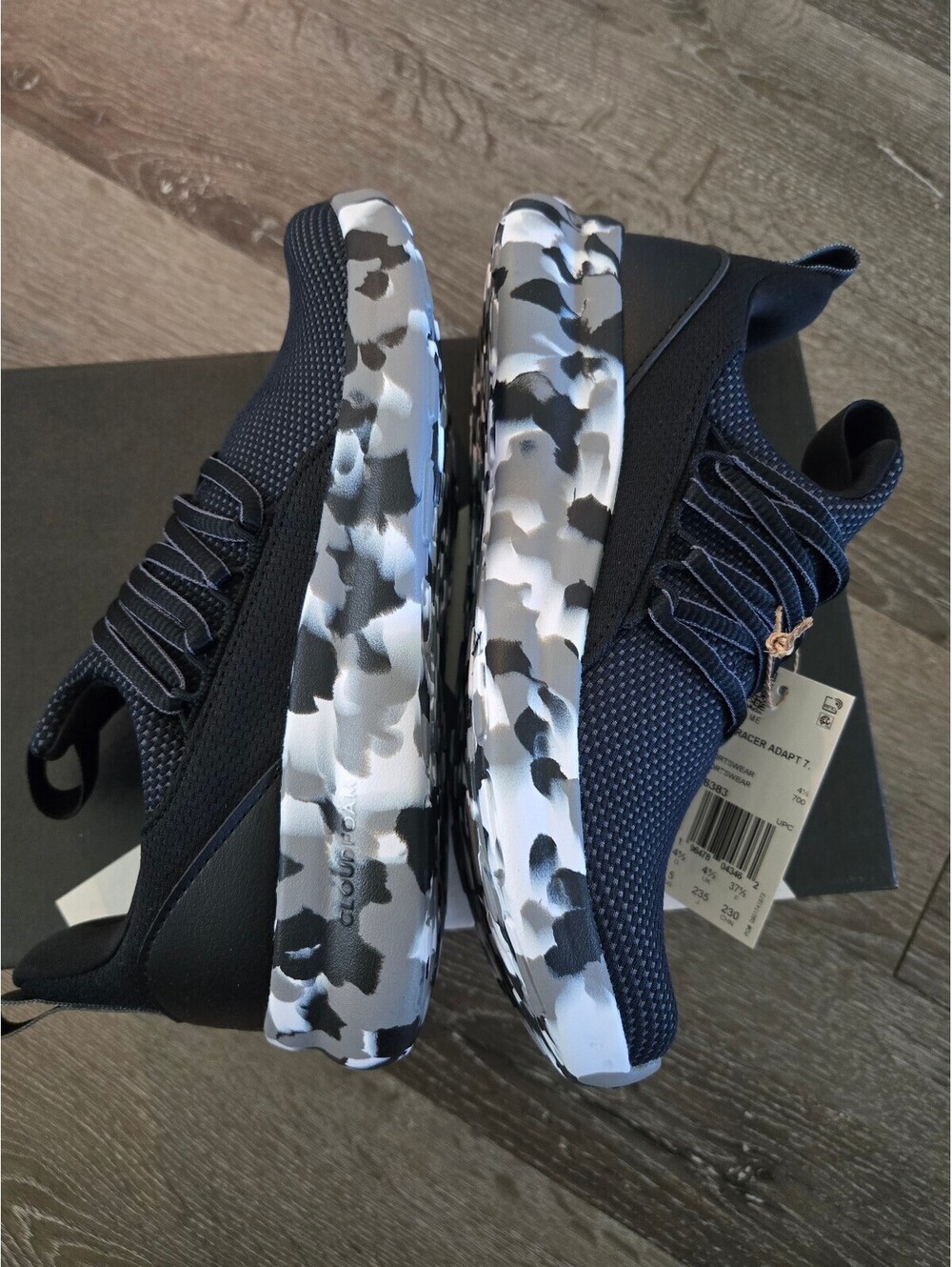adidas Lite Racer Adapt 7.0 K IE6383 Kids Size 5 Black Camo Cloudfoam NWT - Picture 6 of 7
